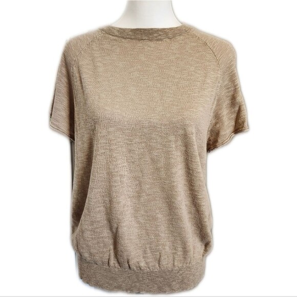 Curbodo from Amazon casual crew neck short sleeved top, taupe tan M - Picture 1 of 7